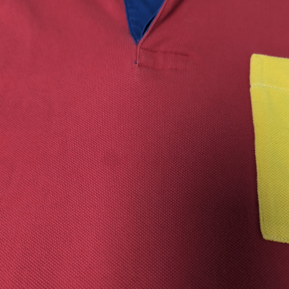 Tommy Hilfiger Red Color Block Polo Shirt Men Size XL - Picture 2 of 8